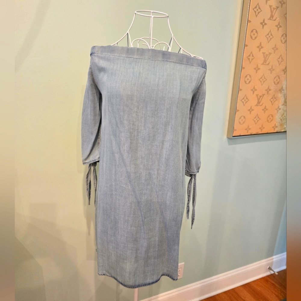 Women's Denim Off the Shoulder Dress by Mossimo, Size Medium
